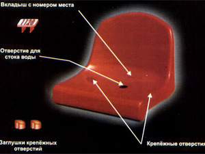 Пластиковое сидение (кресло) для спортивных трибун